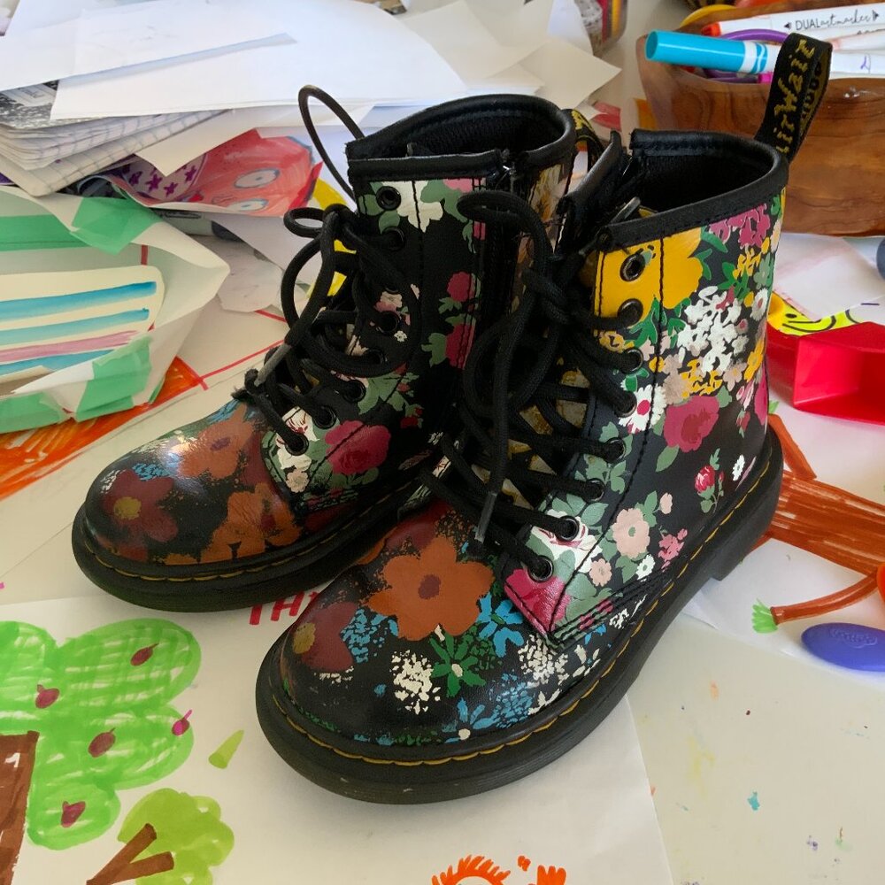 Dr. Martens Floral Zip Girls Boots